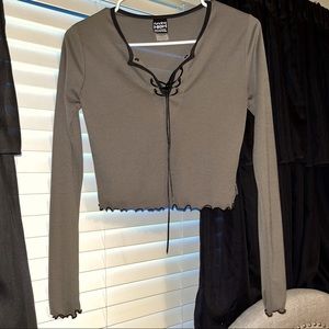 RunningHigh lace up crop top